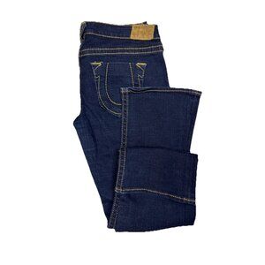 True Religion Womens 31x30 Dark Wash Bootcut Jeans Contrast Stitch USA